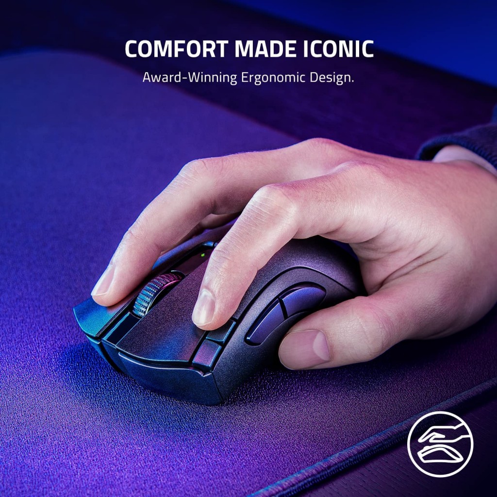 Razer Bluetooth DeathAdder V2 X Hyper Speed: Award-Winning Ergonomic Design with 16000 DPI RZ01-04130100-R3A1, Black Razer Bluetooth DeathAdder V2 X Hyper Speed: Award-Winning Ergonomic Design with 16000 DPI RZ01-04130100-R3A1, Black