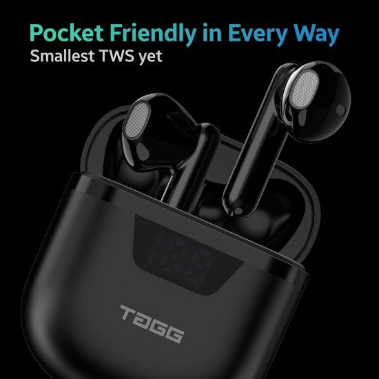 TAGG Liberty Buds Mini Truly Wireless in Ear Earbuds with Quad Mic, (Black)