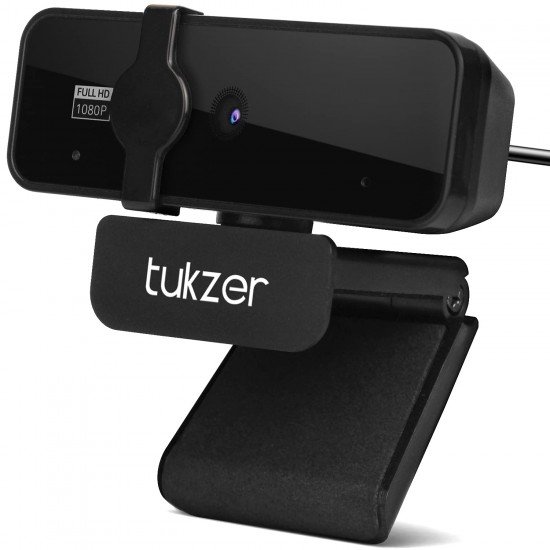 Tukzer 2.1 MP Full HD 1080P Web Camera, CMOS Webcam with Microphone| Privacy Cover| Auto-Focus| 360° (C01-Black)