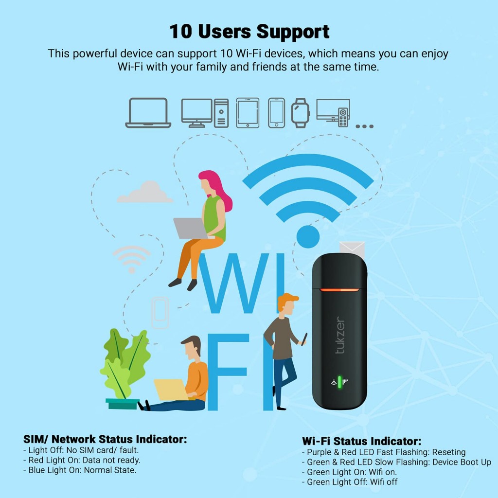 Tukzer 4G LTE Wireless USB Dongle Stick with All SIM Network Support Plug (Black) Tukzer 4G LTE Wireless USB Dongle Stick with All SIM Network Support Plug (Black)