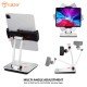 Tukzer Foldable Professional Tablet & Mobile Stand Holder with 360° Swivel & Height/Angle Adjustment (Grey)