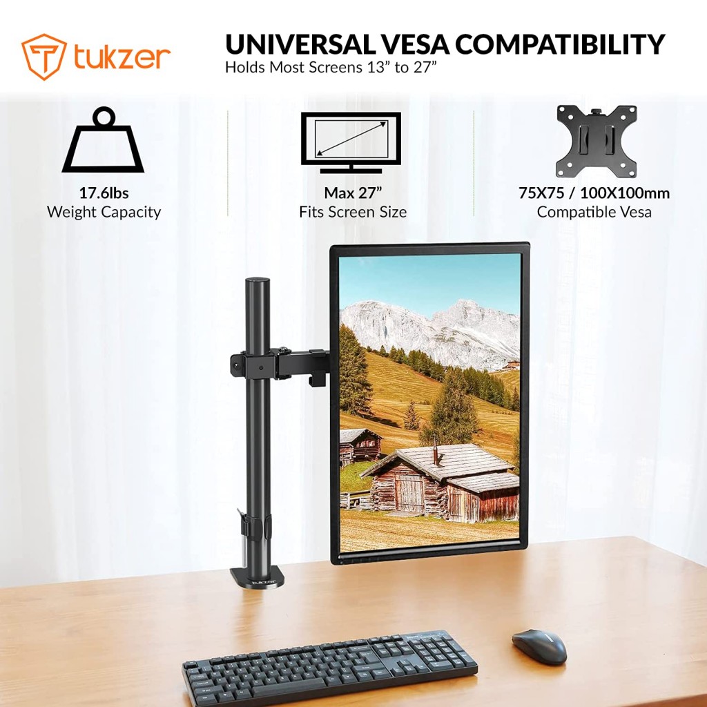 Tukzer Single 13 to 27-inch(33 to 68.5cm) LCD Monitor Desk Mount Stand l (TZ-T19) Tukzer Single 13 to 27-inch(33 to 68.5cm) LCD Monitor Desk Mount Stand l (TZ-T19)