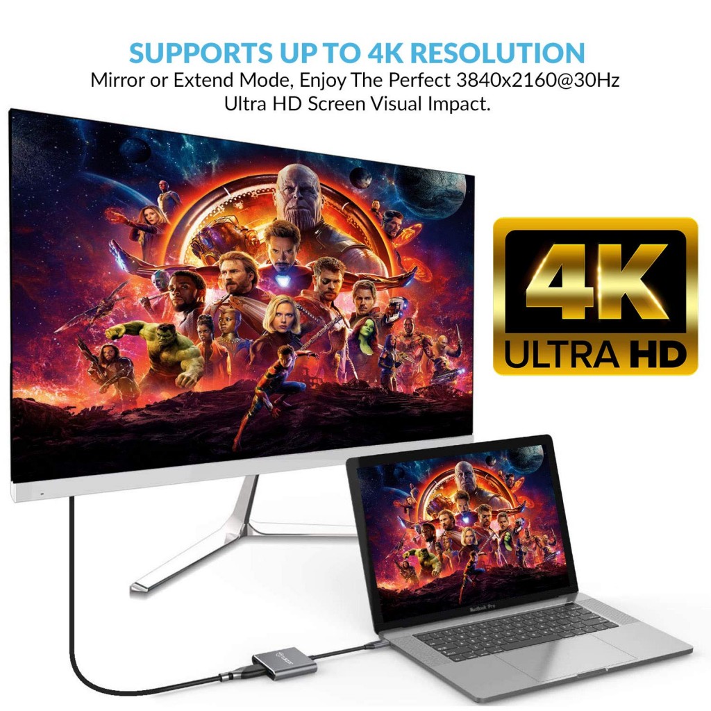 Tukzer USB C to HDMI Adapter (3 in 1) Type C Hub 3.1 to (TZ-Q11 Space Grey)