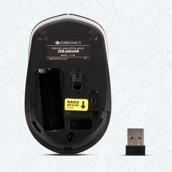 ZEBRONICS Zeb-Jaguar Wireless Mouse, 2.4GHz with USB Nano Receiver