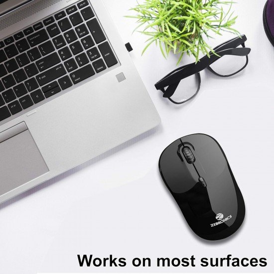 Zebronics Shine Wireless Optical Mouse - 2.4GHz with USB (Black)