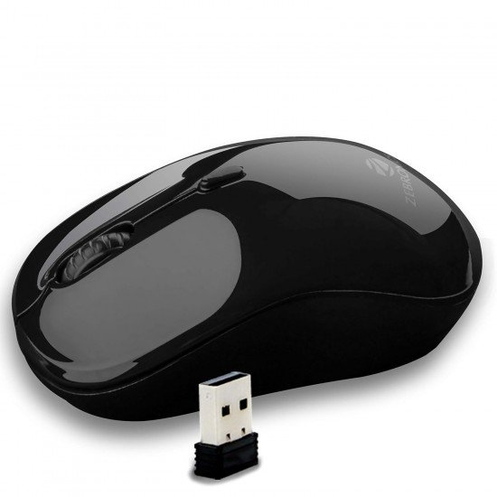 Zebronics Shine Wireless Optical Mouse - 2.4GHz with USB (Black)