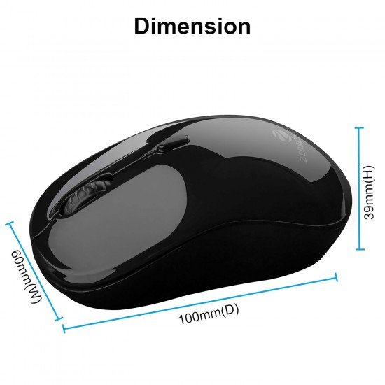 Zebronics Shine Wireless Optical Mouse - 2.4GHz with USB (Black)