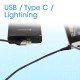 Zebronics UCLC65B 65 Watts PD Fast charging 4 in 1 cable with USB/Type C to Type C/Lightning connector