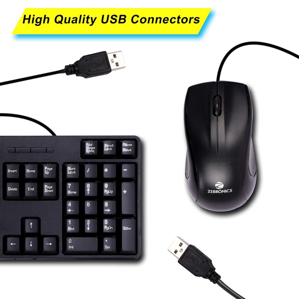Zebronics Wired Keyboard and Mouse Combo with 104 Keys and a USB Mouse with 1200 DPI - JUDWAA 750 Zebronics Wired Keyboard and Mouse Combo with 104 Keys and a USB Mouse with 1200 DPI - JUDWAA 750