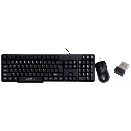 Zebronics Wired Keyboard and Mouse Combo with 104 Keys and a USB Mouse with 1200 DPI - JUDWAA 750