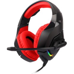 Zebronics ZEB-RUSH (Red) Premium Wired Gaming On Ear Headphone with RGB LEDs, Dual 3.5mm Jack,