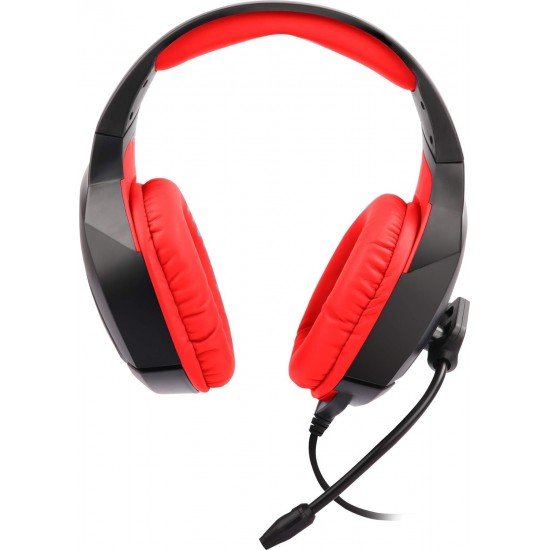 Zebronics ZEB-RUSH (Red) Premium Wired Gaming On Ear Headphone with RGB LEDs, Dual 3.5mm Jack,