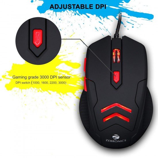 Zebronics Zeb Feather - Premium USB Gaming Mouse with 6 Buttons