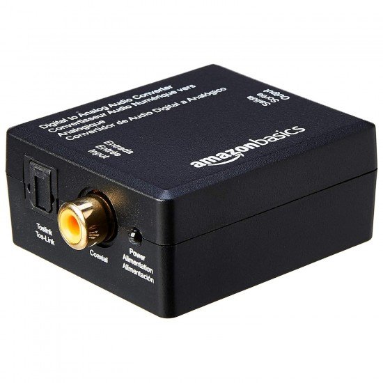 amazon basics Digital Optical Coax to Analog RCA Audio Converter Adapter with Fiber Cable