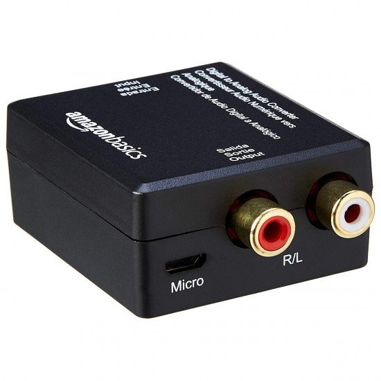 amazon basics Digital Optical Coax to Analog RCA Audio Converter Adapter with Fiber Cable