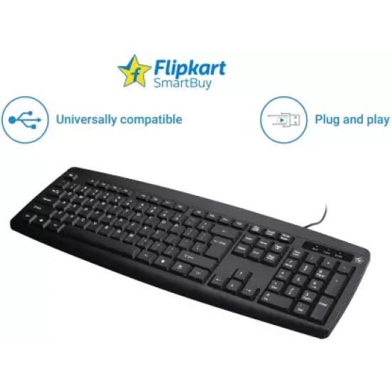 Flipkart SmartBuy K3136 Wired USB Desktop Keyboard  (Black)