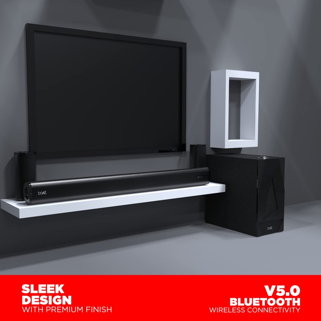 boAt AAVANTE Bar 3100D 260W 5.1 Channel Bluetooth Soundbar with Dolby Digital/Digital Plus, Wired Subwoofer boAt AAVANTE Bar 3100D 260W 5.1 Channel Bluetooth Soundbar with Dolby Digital/Digital Plus, Wired Subwoofer