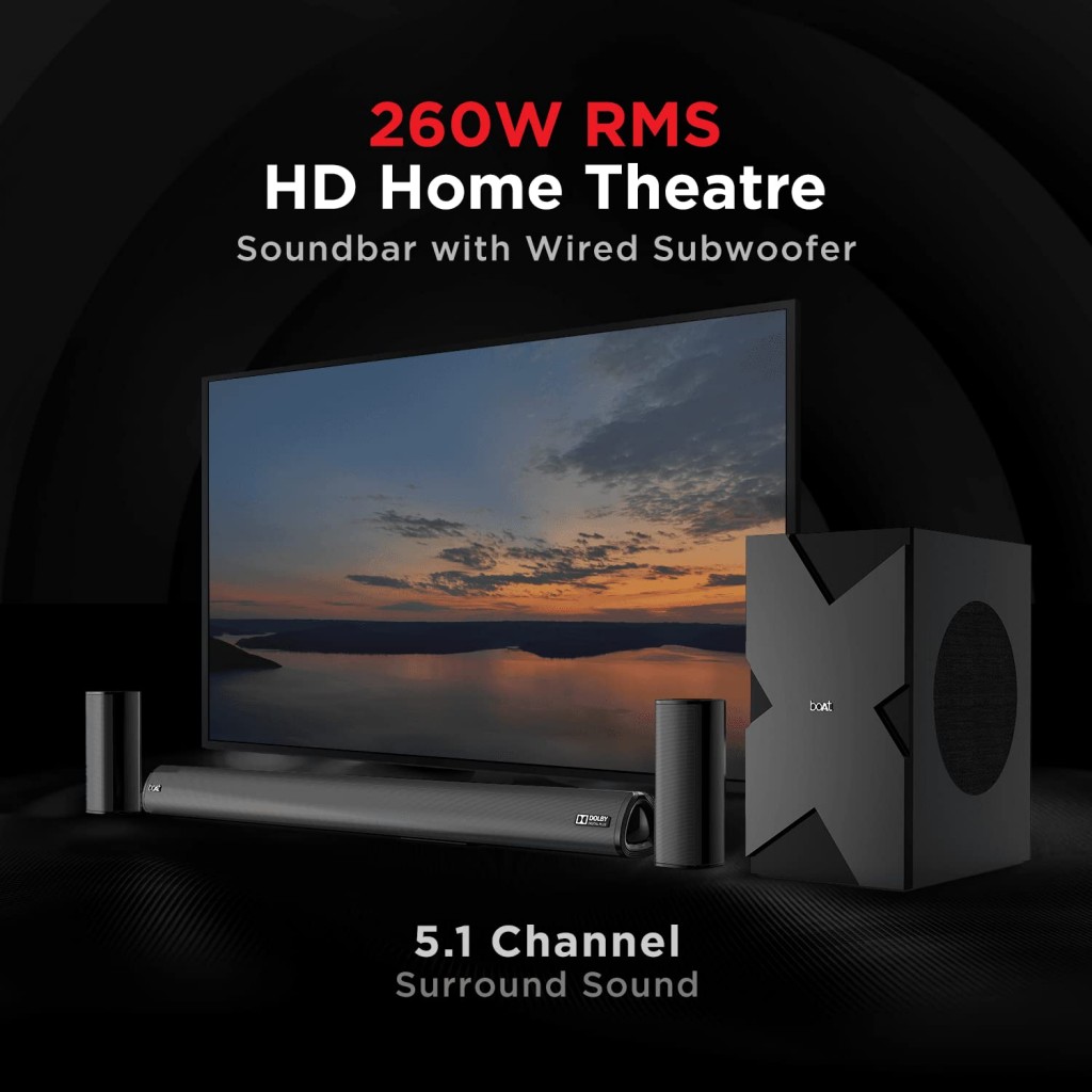 boAt AAVANTE Bar 3150D 260W 5.1 Channel Bluetooth Soundbar with Dolby Audio, Signature Sound (Premium Black) boAt AAVANTE Bar 3150D 260W 5.1 Channel Bluetooth Soundbar with Dolby Audio, Signature Sound (Premium Black)