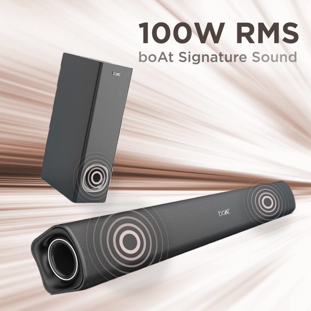 boAt Aavante Bar 1200N Bluetooth Soundbar with 100W RMS Signature Sound, 2.1 Channel, Multi- (Premium Black) boAt Aavante Bar 1200N Bluetooth Soundbar with 100W RMS Signature Sound, 2.1 Channel, Multi- (Premium Black)