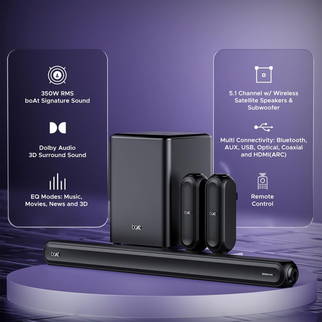 boAt Aavante Bar 3200D Soundbar with Dolby Audio,350W RMS Signature Sound,Premium Black boAt Aavante Bar 3200D Soundbar with Dolby Audio,350W RMS Signature Sound,Premium Black