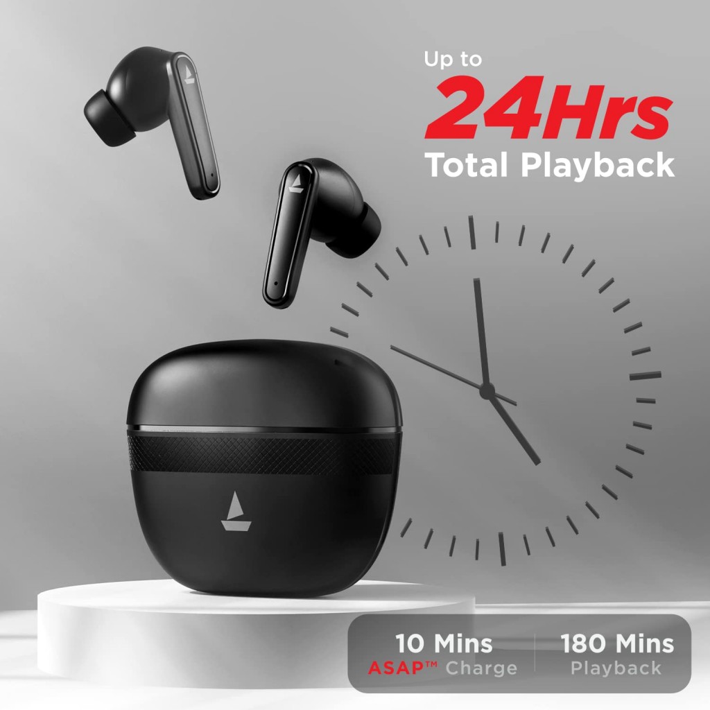 boAt Airdopes 113 Bluetooth Truly Wireless in Ear Earbuds with ENx Tech, (Space Black) boAt Airdopes 113 Bluetooth Truly Wireless in Ear Earbuds with ENx Tech, (Space Black)