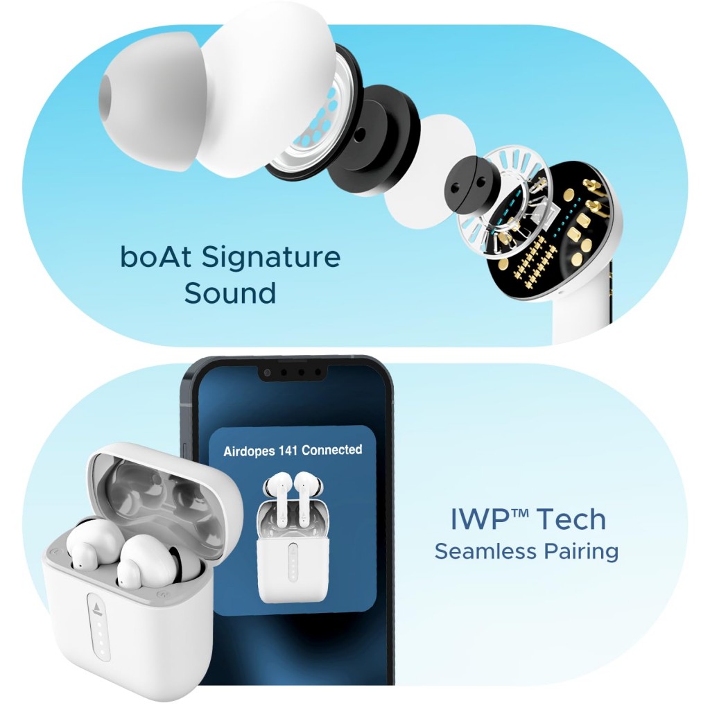boAt Airdopes 141 Bluetooth TWS Earbuds with 42H Playtime,Low Latency Mode for Gaming, ENx (Bold Black) boAt Airdopes 141 Bluetooth TWS Earbuds with 42H Playtime,Low Latency Mode for Gaming, ENx (Bold Black)