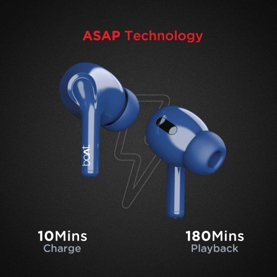 boAt Airdopes 161 TWS Earbuds with ASAP™ Charge, 17H Playtime, IWP™, Immersive Audio, IPX5, Touch Controls(Pebble Black)