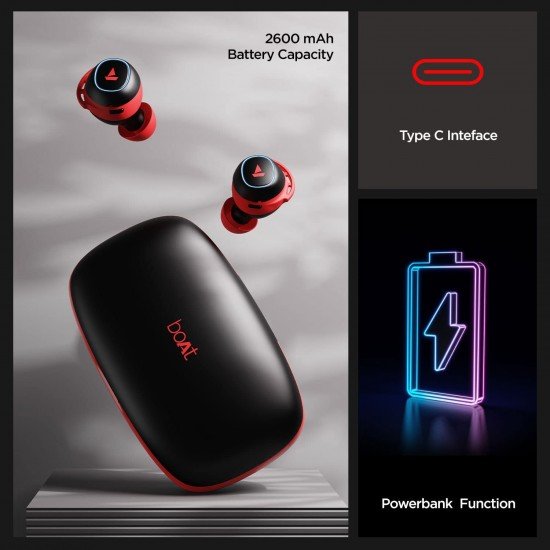 boAt Airdopes 441 Pro Bluetooth Truly Wireless in Ear Earbuds with mic, Upto 150 Hours (Raging Red)