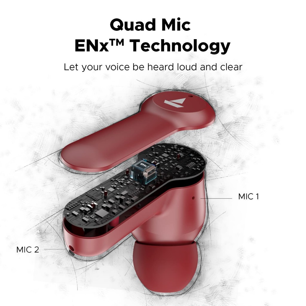 boAt Airdopes Fuel in Ear Headphones, Quad Mics, ENx™ Tech, Beast™ (Wanderer Maroon) boAt Airdopes Fuel in Ear Headphones, Quad Mics, ENx™ Tech, Beast™ (Wanderer Maroon)
