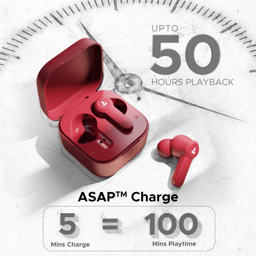 boAt Airdopes Fuel in Ear Headphones, Quad Mics, ENx™ Tech, Beast™ (Wanderer Maroon) boAt Airdopes Fuel in Ear Headphones, Quad Mics, ENx™ Tech, Beast™ (Wanderer Maroon)