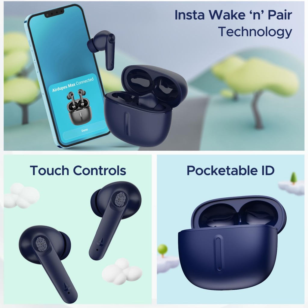 boAt Airdopes Max TWS Earbuds with 100 HRS Playtime, (Carbon Blue) boAt Airdopes Max TWS Earbuds with 100 HRS Playtime, (Carbon Blue)
