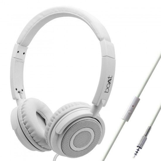 boAt BassHeads 900 On-Ear Wired Headphones with Mic (White)