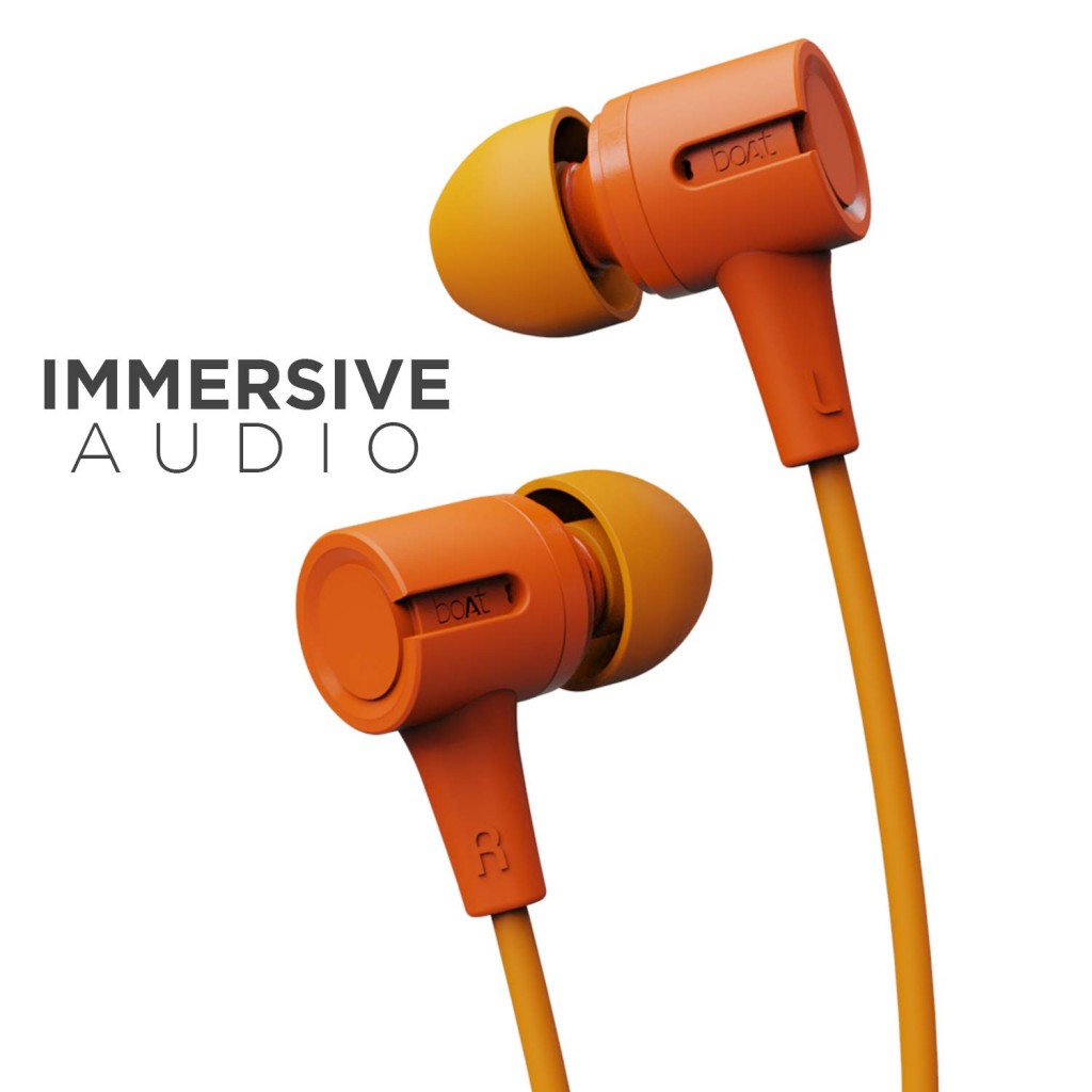boAt Bassheads 102 Wired in Ear Earphones with Mic (Mint Orange) boAt Bassheads 102 Wired in Ear Earphones with Mic (Mint Orange)