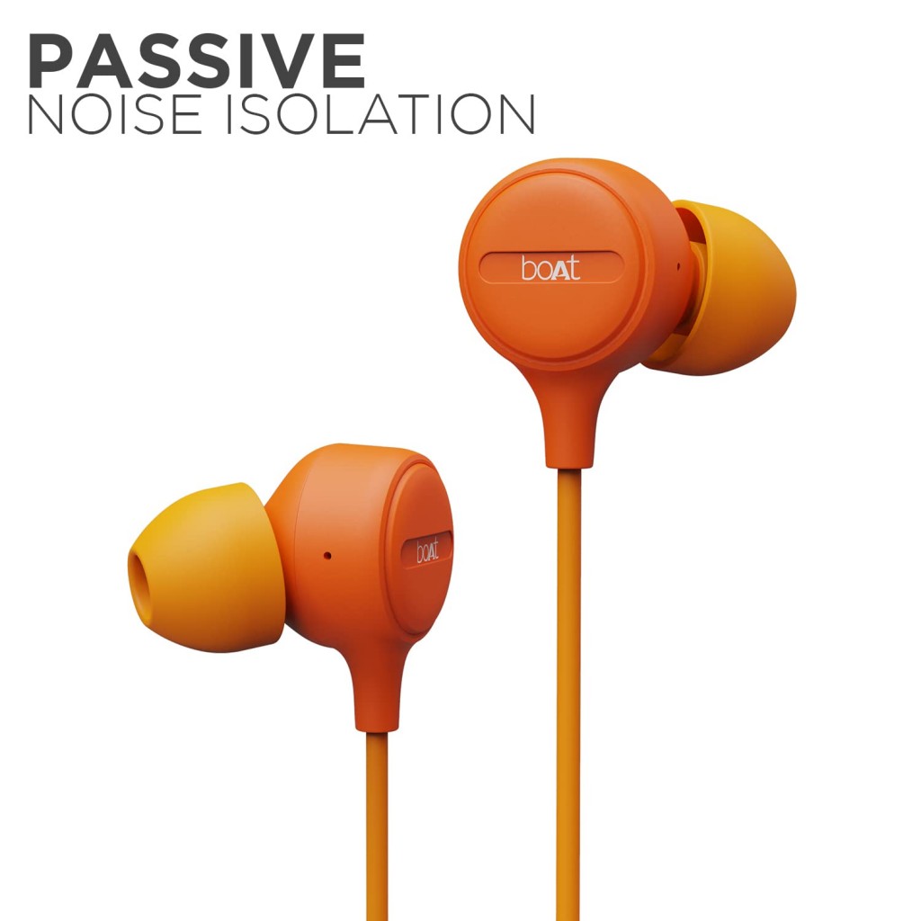 boAt Bassheads 103 in Ear Wired Earphones with Mic(Mint Orange) boAt Bassheads 103 in Ear Wired Earphones with Mic(Mint Orange)