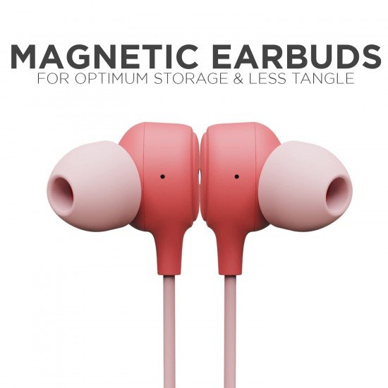 boAt Bassheads 103 in Ear Wired Earphones with Mic (Mint Pink)