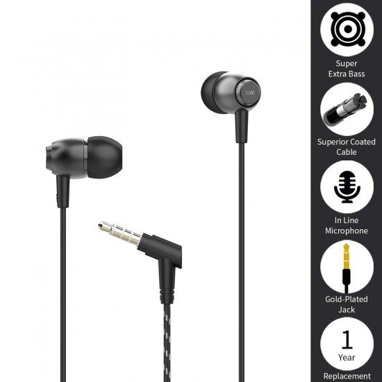 boAt Bassheads 162 in Ear Wired Earphones with Mic(Active Black)