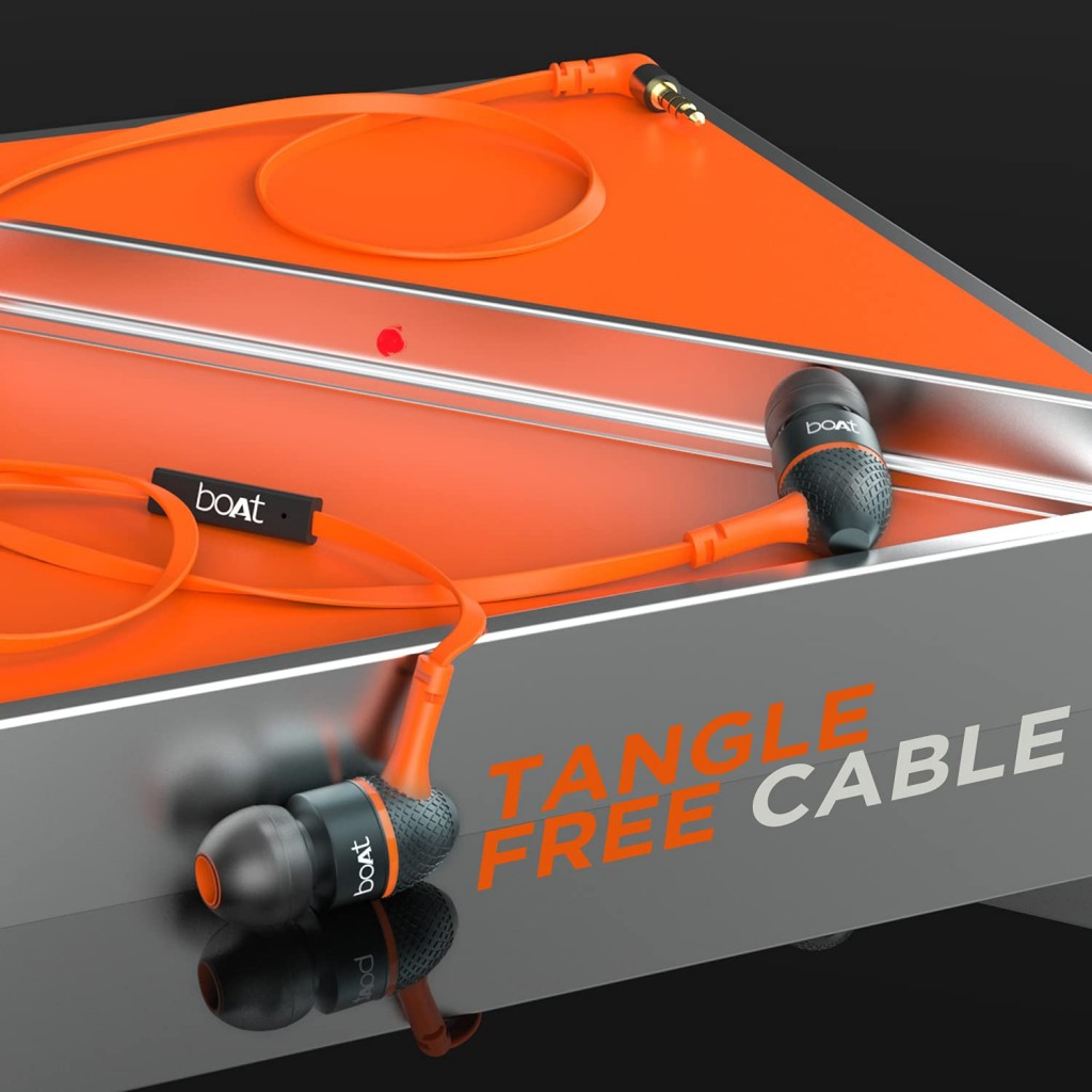 boAt Bassheads 220 Wired in Ear Earphone with Mic (Molten Orange) boAt Bassheads 220 Wired in Ear Earphone with Mic (Molten Orange)
