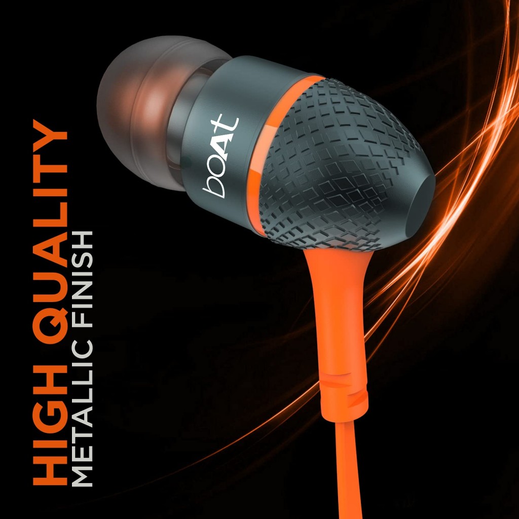 boAt Bassheads 220 Wired in Ear Earphone with Mic (Molten Orange) boAt Bassheads 220 Wired in Ear Earphone with Mic (Molten Orange)