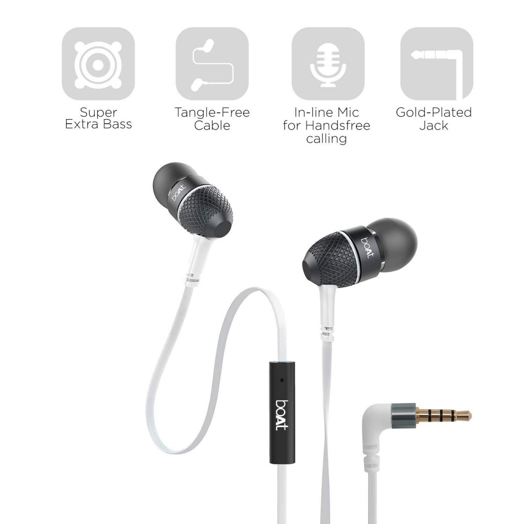 boAt Bassheads 220 Wired in Ear Earphones with Inline Mic(Frosty White) boAt Bassheads 220 Wired in Ear Earphones with Inline Mic(Frosty White)