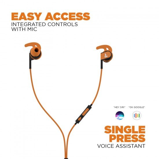 boAt Bassheads 242 in Ear Wired Earphones with Mic(Orange)