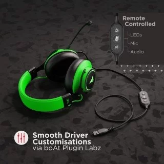 boAt Immortal IM1000D Dual Channel Gaming Wired Over Ear Headphones with mic Dolby Atmos 7.1 Channel Surround Audio 50mm Drivers RGB Breathing LEDs Viper Green