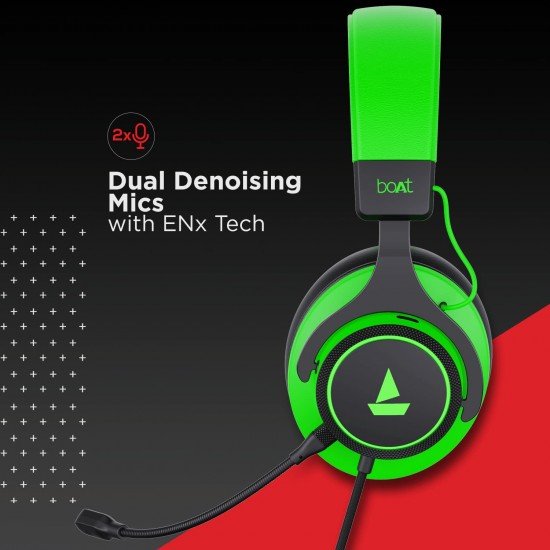 boAt Immortal IM1000D Dual Channel Gaming Wired Over Ear Headphones with mic Viper Green)