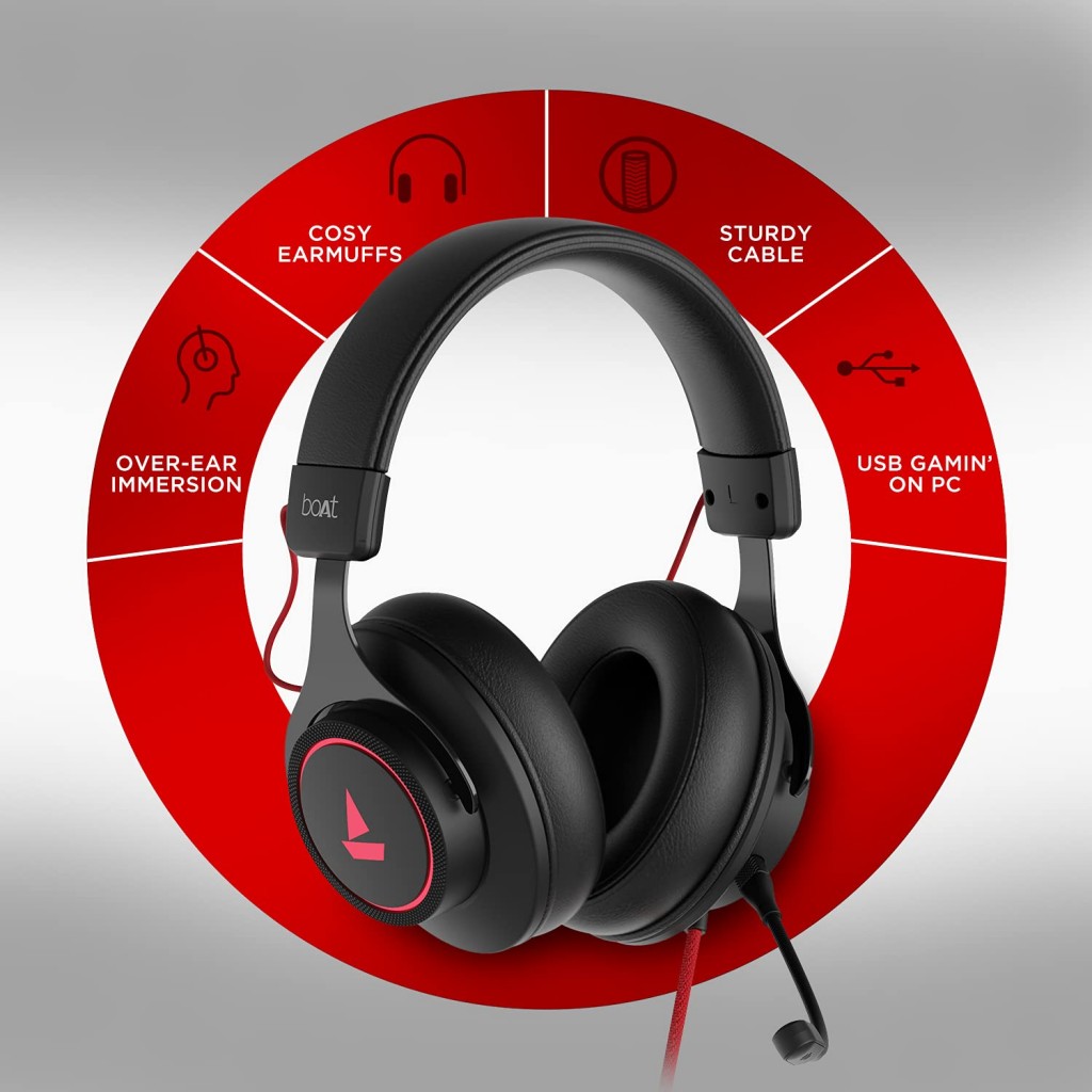 boAt Immortal IM1000D Dual Channel Gaming Wired Over Ear Headphones with mic, (White Sabre) boAt Immortal IM1000D Dual Channel Gaming Wired Over Ear Headphones with mic, (White Sabre)