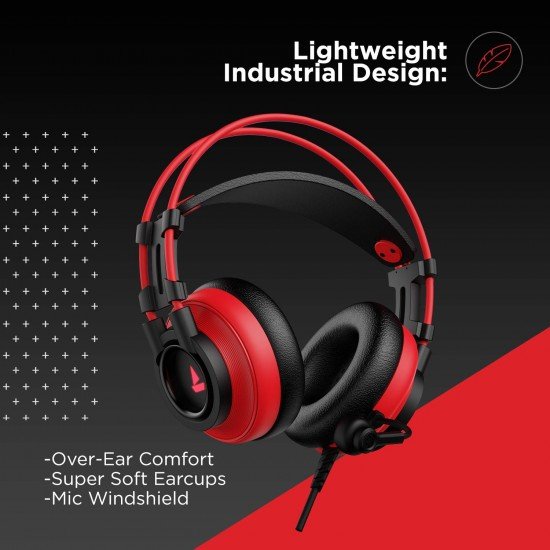 boAt Immortal Im-200 7.1 Channel USB Gaming Wired Over Ear Headphones with (Raging Red)