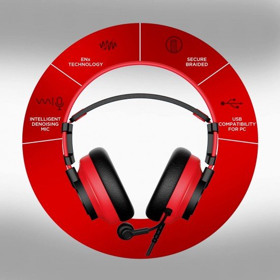 boAt Immortal Im-200 7.1 Channel USB Gaming Wired Over Ear Headphones with (Raging Red)