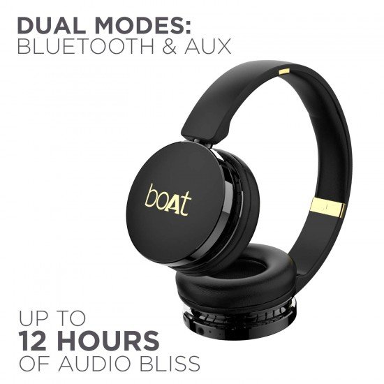 boAt Rockerz 370 On Ear Bluetooth Headphones with Upto 12 Hours Playtime, (Buoyant Black)