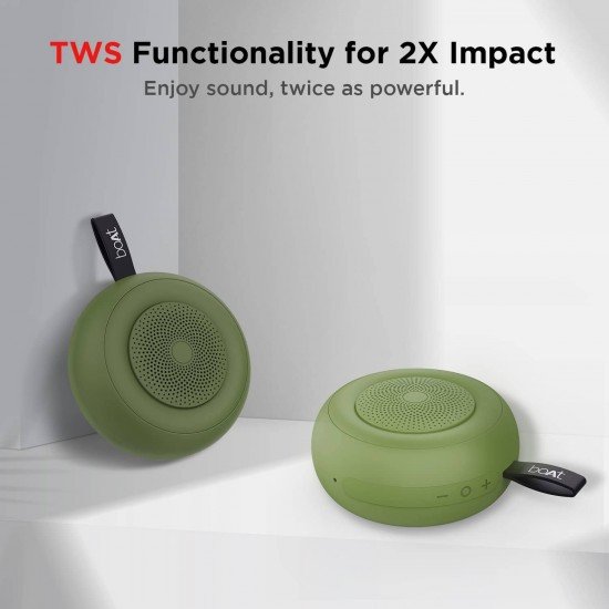 boAt Stone 135 Portable Wireless Speaker with 5W RMS Immersive Sound,IPX4 Water Resistance,True Wireless (Soldier Green)