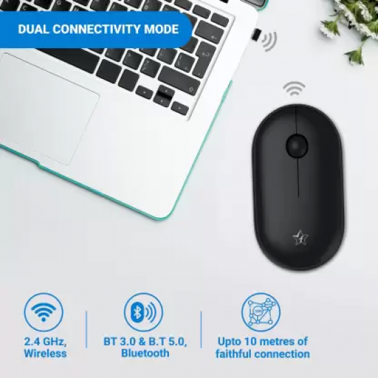 Flipkart SmartBuy E160X Wireless Optical Mouse  (2.4GHz Wireless, Bluetooth, Black)