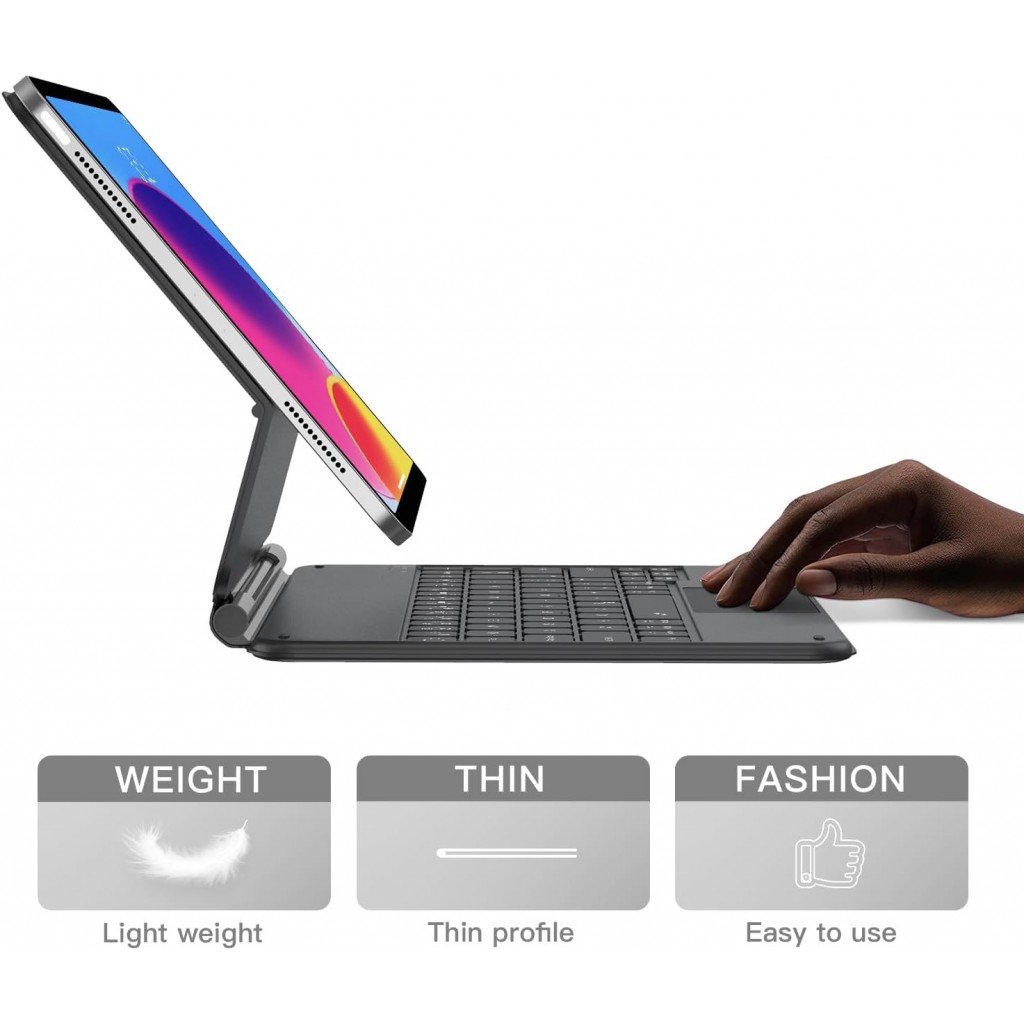 Keyboard Case for iPad 10th Generation 10.9 inch , Floating Magnetic Design, Slim ipad 10 gen Keyboard Cover with Multi-Touch Trackpad, Seven Color Backlight, Black Keyboard Case for iPad 10th Generation 10.9 inch , Floating Magnetic Design, Slim ipad 10 gen Keyboard Cover with Multi-Touch Trackpad, Seven Color Backlight, Black