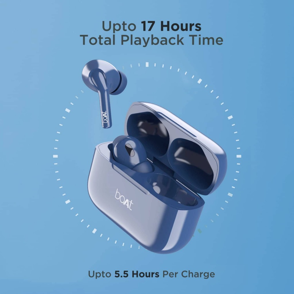 boAt Airdopes 161 TWS Earbuds with ASAP™ Charge, 17H Playtime, IWP™, Immersive Audio, IPX5, Touch Controls (Cool Sapphire) boAt Airdopes 161 TWS Earbuds with ASAP™ Charge, 17H Playtime, IWP™, Immersive Audio, IPX5, Touch Controls (Cool Sapphire)